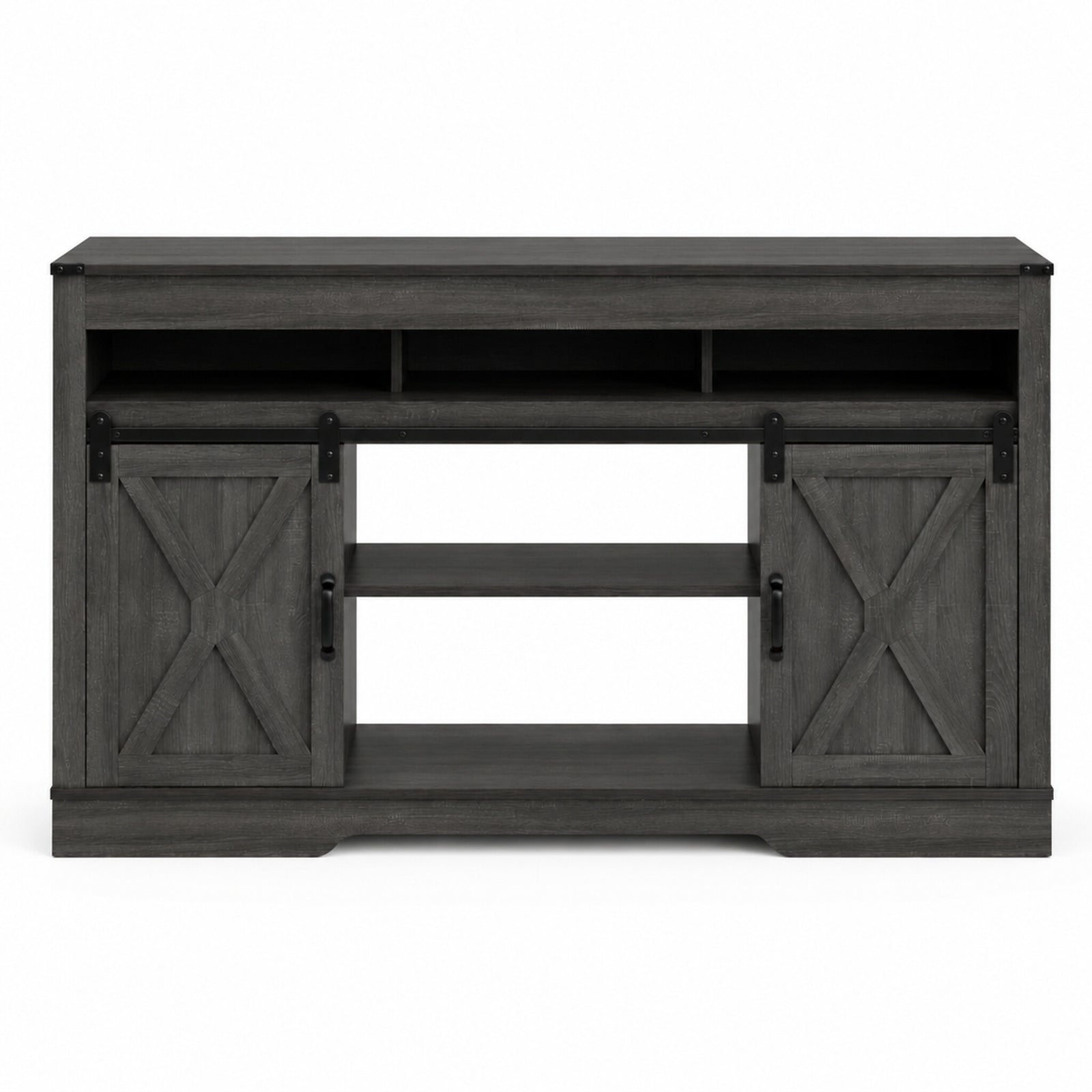 color:dark-gray | Dark Gray 58-inch farmhouse TV stand front view 