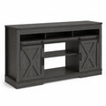 color:dark-gray | Dark Gray 58-inch farmhouse TV stand angled view 