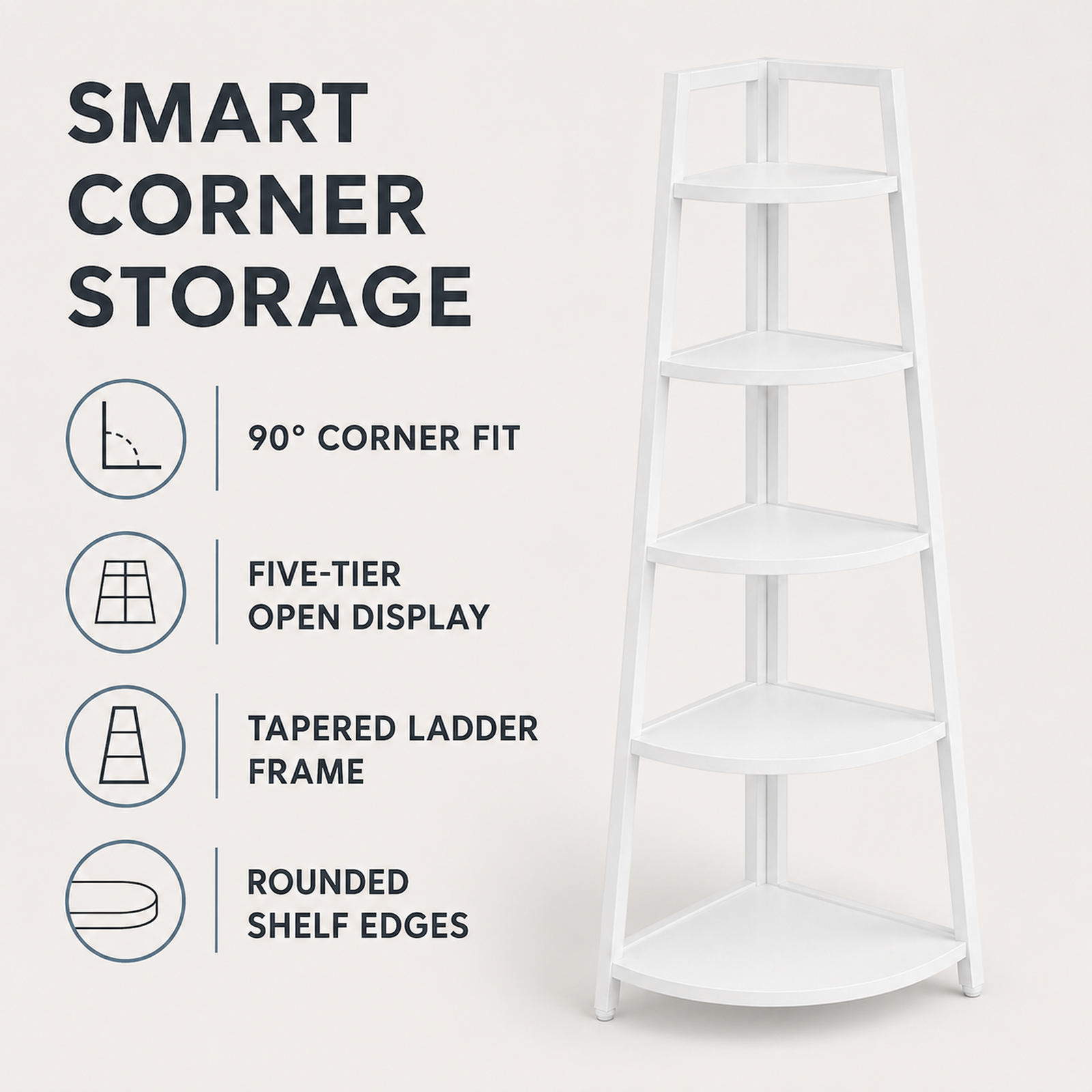 EMOOTTOO 70" Tall Modern Corner Ladder Shelf