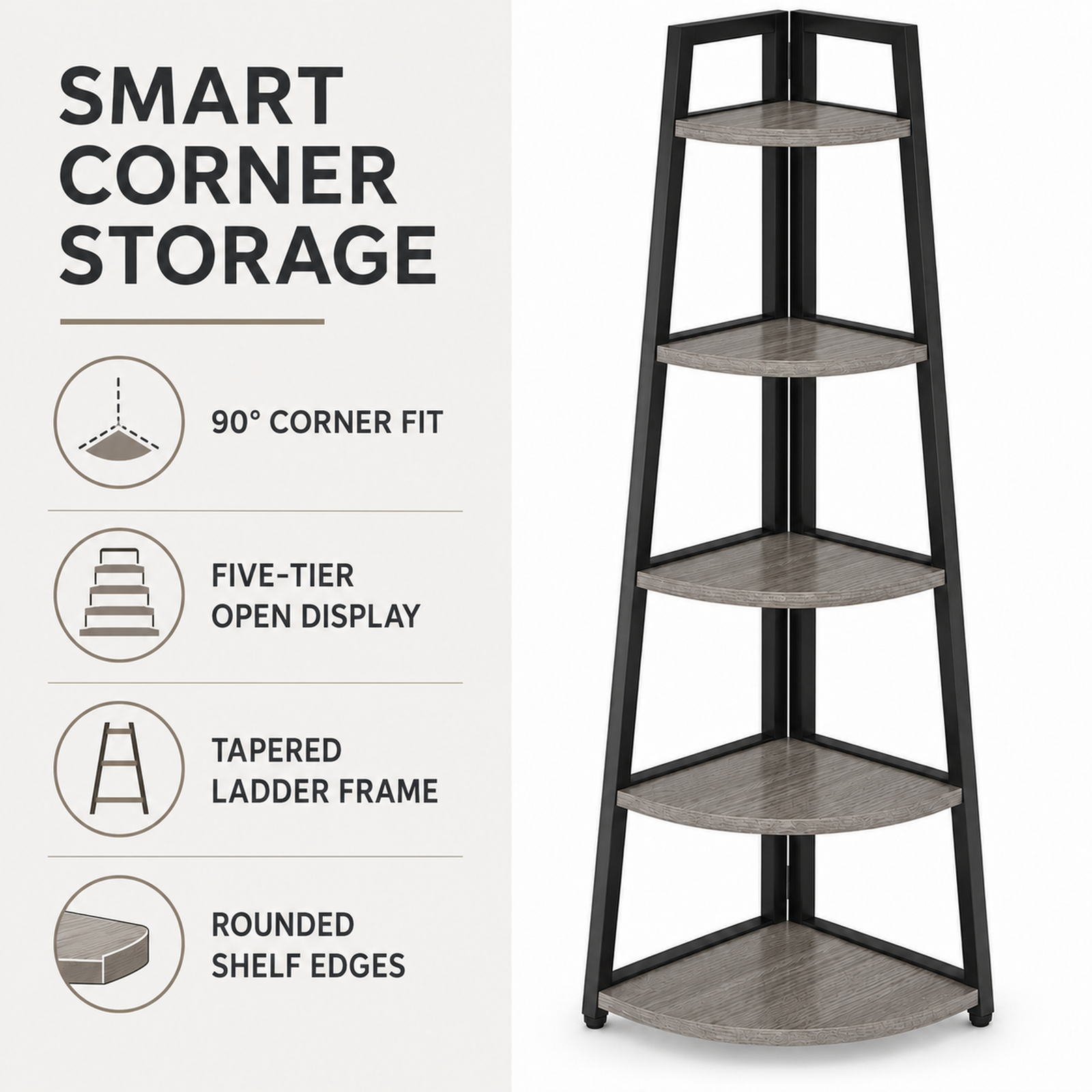 EMOOTTOO 70" Tall Modern Corner Ladder Shelf