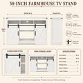 color:white | White 58-inch farmhouse TV stand 58-inch size and product dimensions