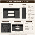 color:dark-gray | Dark Gray 58-inch farmhouse TV stand 58-inch size and product dimensions