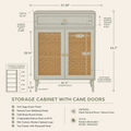 EMOOTTOO 44" Mint Green Shoe Storage Cabinet with Rattan Doors and Drawer