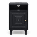 Black | EMOOTTOO 15.7" Nightstand with Charging Station & Storage - product view 2