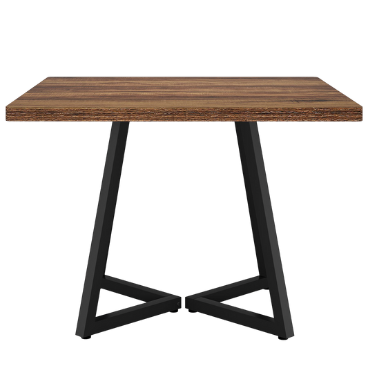 31.5" Industrial Square Dining Table, Rustic Brown Kitchen Table for 2 with Heavy-Duty Metal Pedestal Base, Small Space