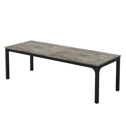 79" Modern Industrial Dining Table, Extra Long Grey Oak Kitchen Table with Metal Legs, Large Conference Meeting Table