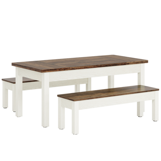 55" Space-Saving Dining Table Set with 2 Benches, 3-Piece Modern Farmhouse Kitchen Set - product image 2