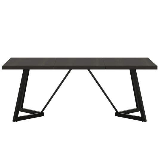 71" Modern Geometric Dining Table, Large Rectangular Kitchen Table with Sculptural Metal Legs, Executive Desk for 6-8