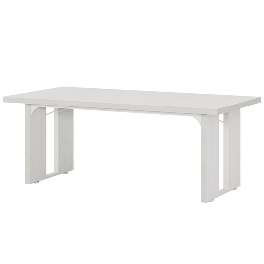 71" Modern White Dining Table, Minimalist Farmhouse Table with 1.57" Extra Thick Top, Large Kitchen Table & Executive
