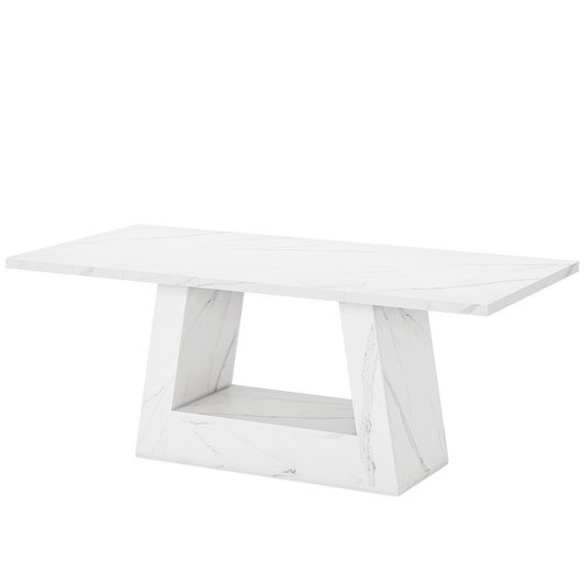 63" Faux Marble Dining Table for 4-6, Modern Rectangular Kitchen Table - product image 2