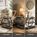 Gray | Side End Table with 3 Storage Shelves product detail 19 | EMOOTTOO