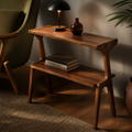 Solid Wood End Table, Walnut in a styled room setting | EMOOTTOO