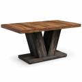 47" Rectangular Dining Table for 4 with V-Shaped Pedestal Base on a pure white background | EMOOTTOO