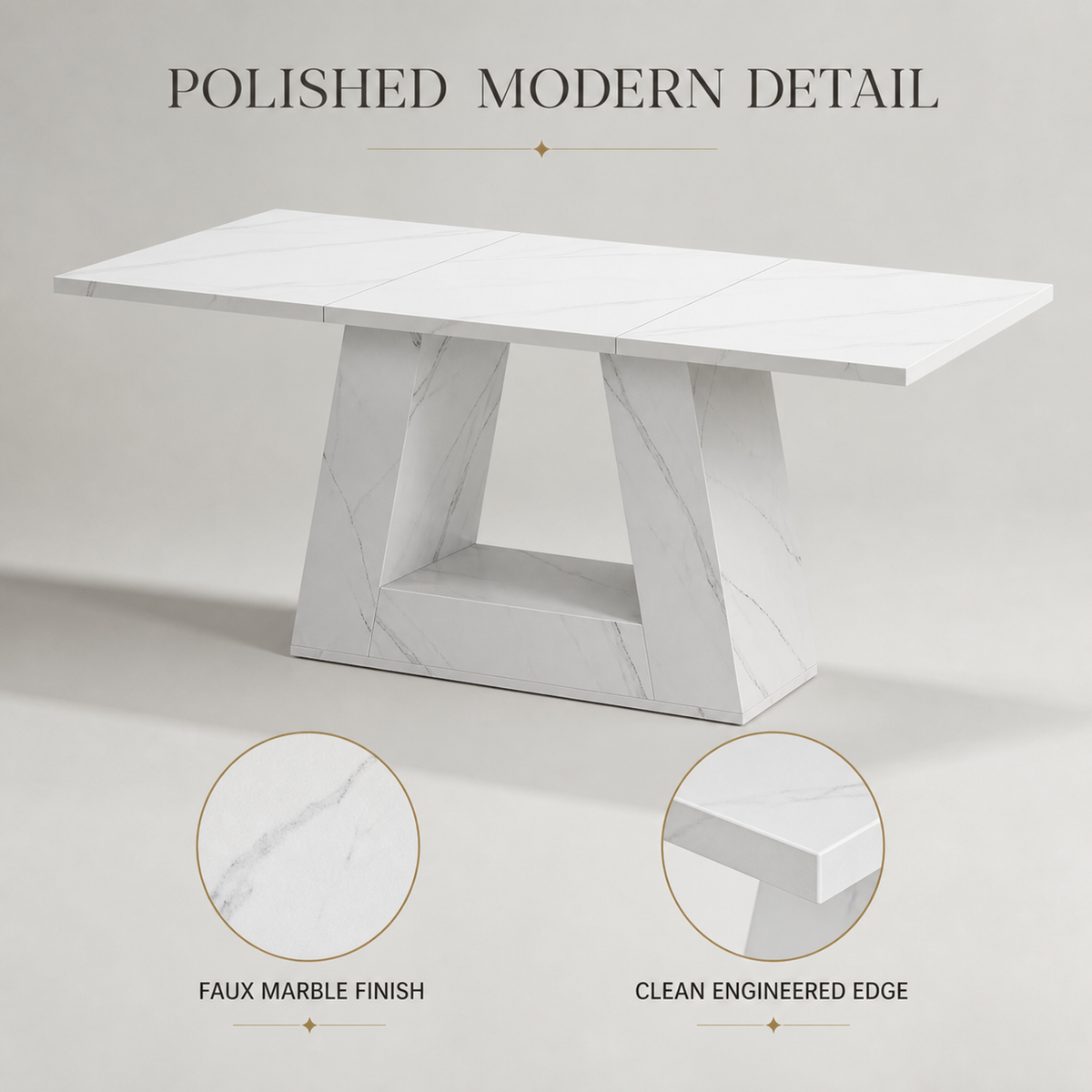 63" Faux Marble Dining Table for 4-6 product detail 10 | EMOOTTOO