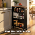 Black | 32" Slim 4-Tier Rolling Kitchen Storage Cart with Handle product detail 10 | EMOOTTOO