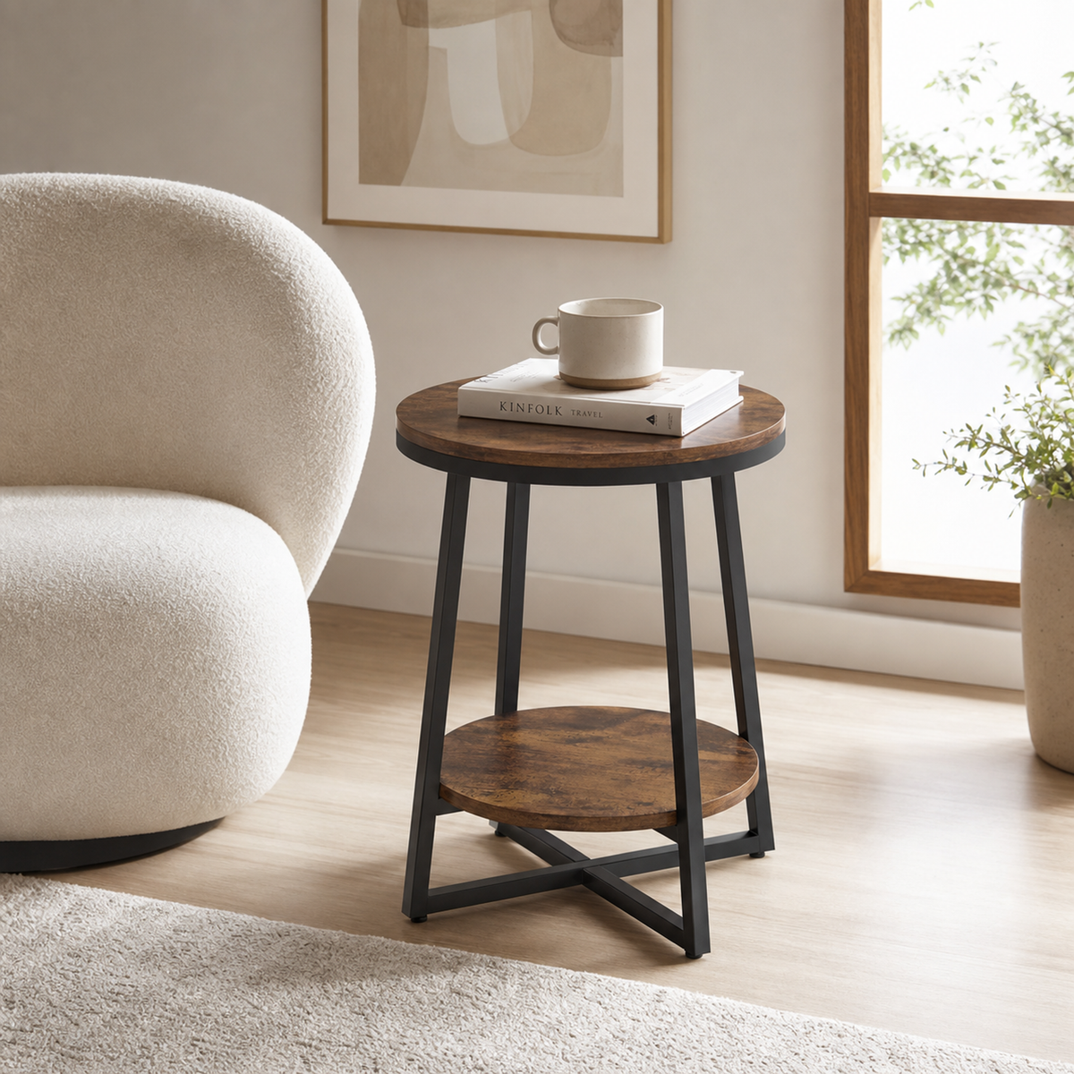 Industrial End Table with Shelf product detail 3 | EMOOTTOO