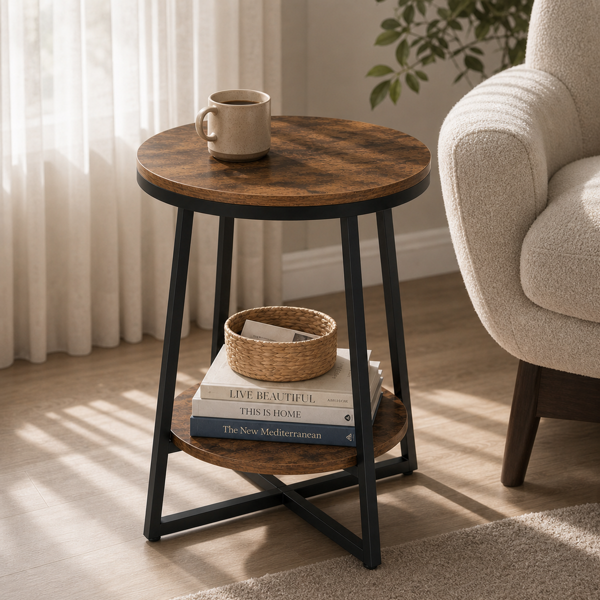 Industrial End Table with Shelf product detail 6 | EMOOTTOO