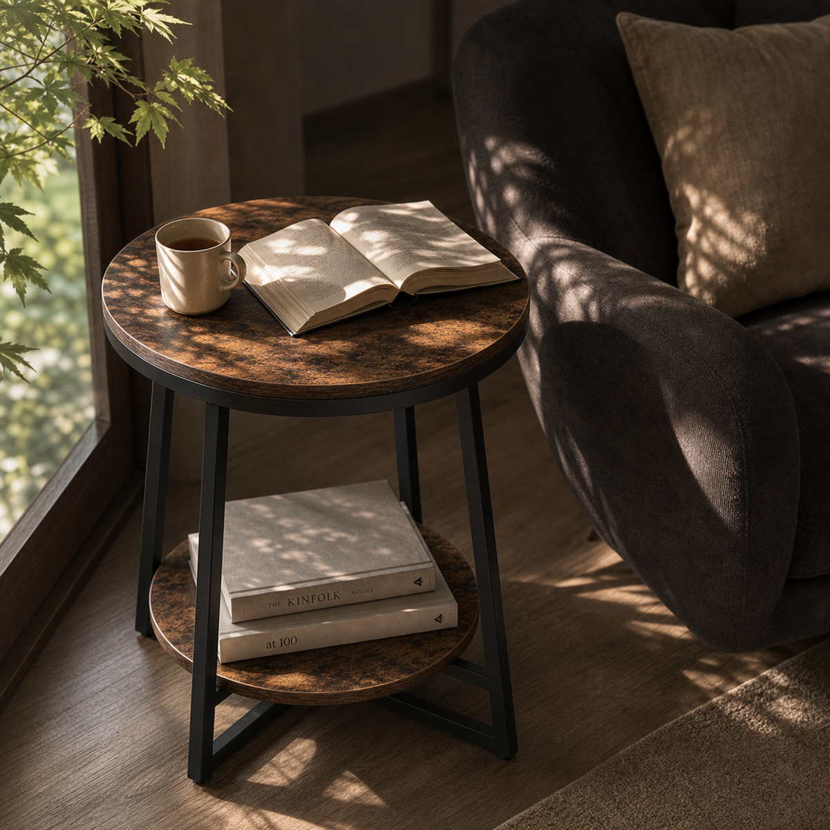 Industrial End Table with Shelf product detail 9 | EMOOTTOO