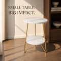 18.7 in Faux Marble 2-Tier End Table, White & Gold product detail 10 | EMOOTTOO
