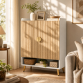 EMOOTTOO 7-Tier Shoe Cabinet with Vertical Slatted Doors
