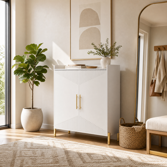 EMOOTTOO 6-Tier Fluted-Door Shoe Cabinet