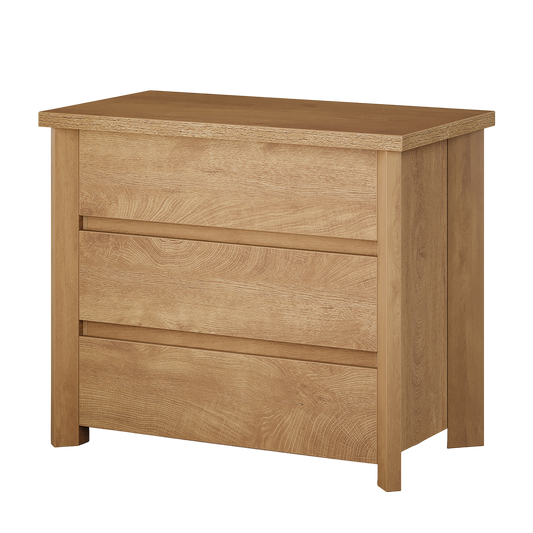 Nightstand with 3 Drawers, Farmhouse Large Bedside Table with Storage for Bedroom, Easy Assembly, Rustic Brown (1 pc)