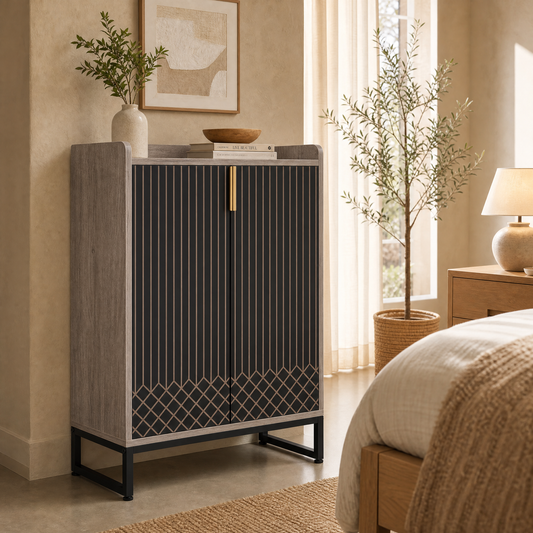 EMOOTTOO Modern 5-Tier Shoe Cabinet with Doors