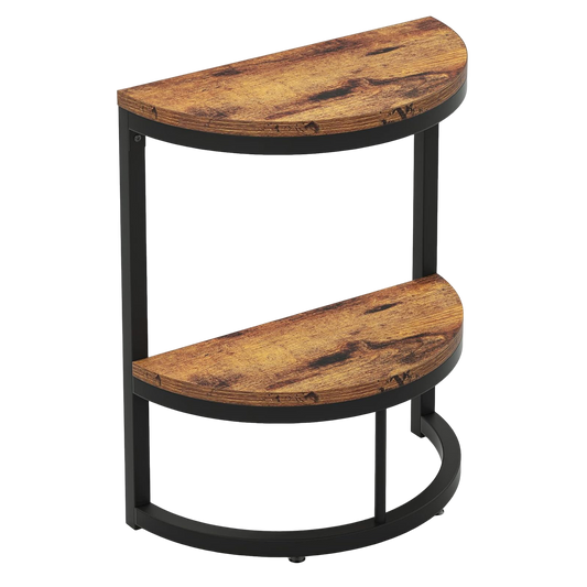 End Table Semi Circle, Small Half Round Side Table with Storage Shelf, Wood Accent Table Slim C Table - product image 2