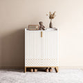 EMOOTTOO 41" Luxury White & Gold Shoe Storage Cabinet