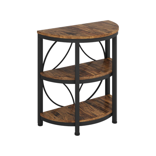 Half Round End Table for Living Room, 3-Tier Half Circle Side Table