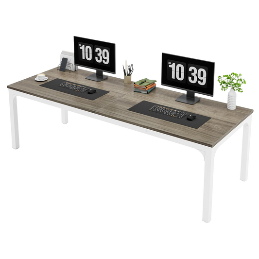 78.7 Inches Extra Long Computer Desk 2 Person Desk, Double Long Desk, Workstaion for Home Office, Oak+White - product image 2