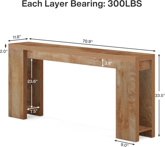 70.9-Inch Extra Long Console Table, Farmhouse Wood Sofa Table Behind Couch, Narrow Entryway Accent Table - product image 6