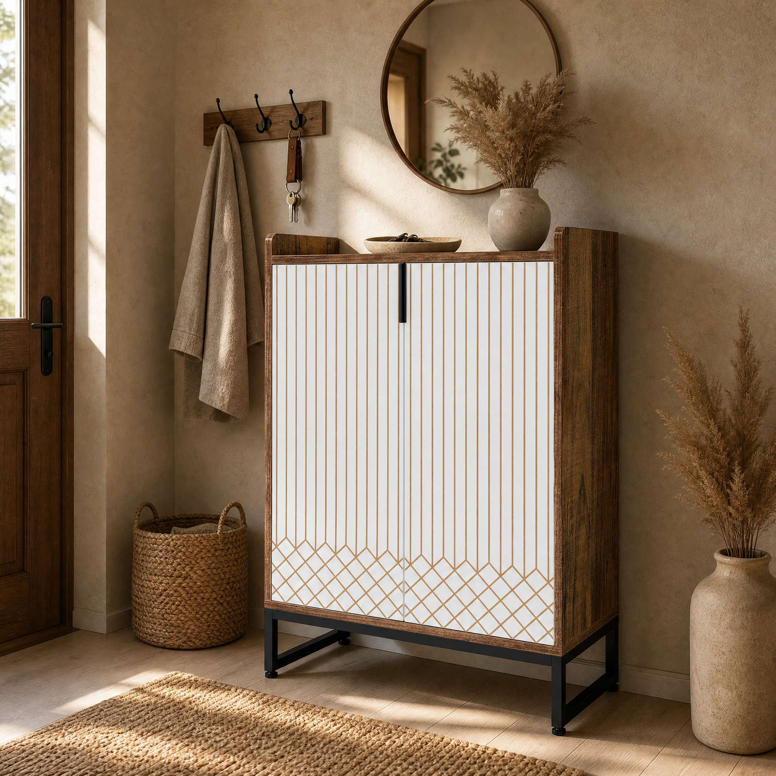 EMOOTTOO 41" Modern Industrial Shoe Storage Cabinet