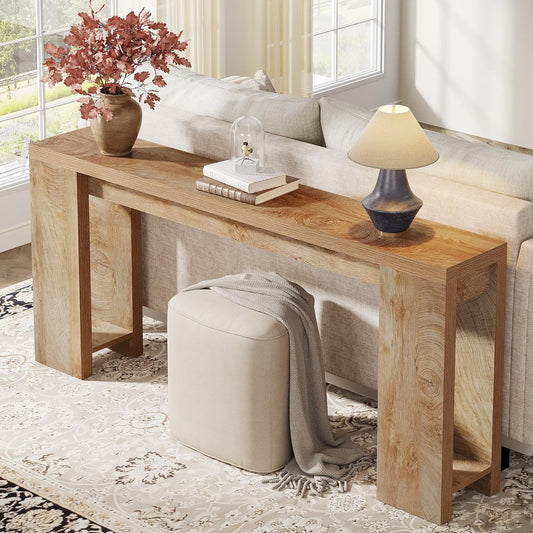 Emoottoo 70.9-Inch Extra Long Console Table, Farmhouse Wood Sofa Table Behind Couch, Narrow Entryway Accent Table for Living Room, Hallway, Entrance, Foyer,