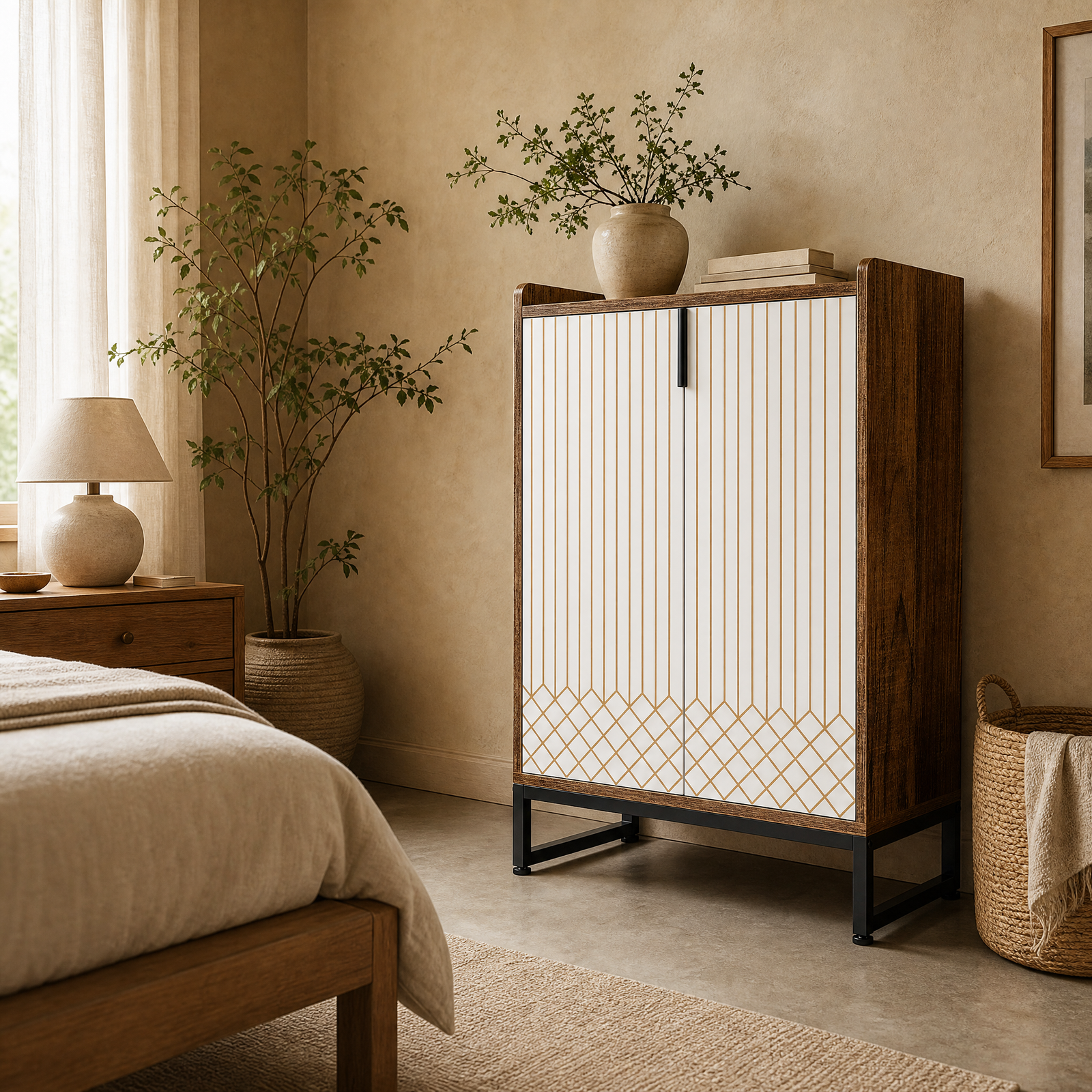 EMOOTTOO 41" Modern Industrial Shoe Storage Cabinet