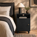 Black | EMOOTTOO 15.7" Nightstand with Charging Station & Storage - product view 12