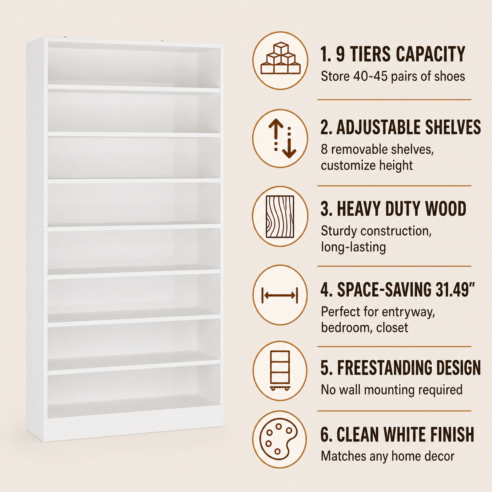 EMOOTTOO 9-Tier Tall Shoe Rack