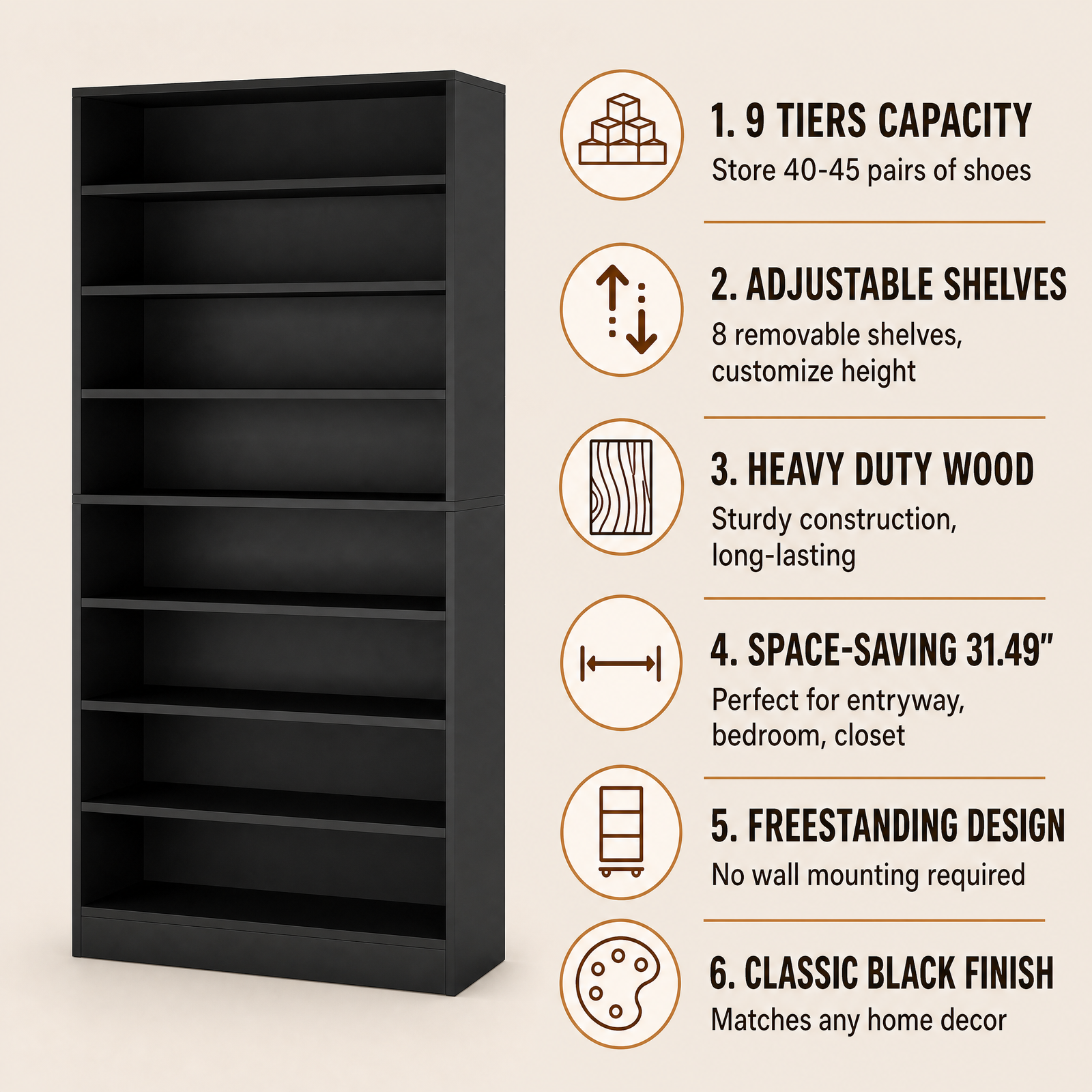 EMOOTTOO 9-Tier Tall Shoe Rack