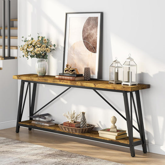 Emoottoo 70.9 Inches Extra Long Sofa Table Behind Couch, Industrial Entry Console Table for Hallway, Entryway & Living Room