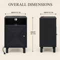 Black | EMOOTTOO 15.7" Nightstand with Charging Station & Storage - product view 9