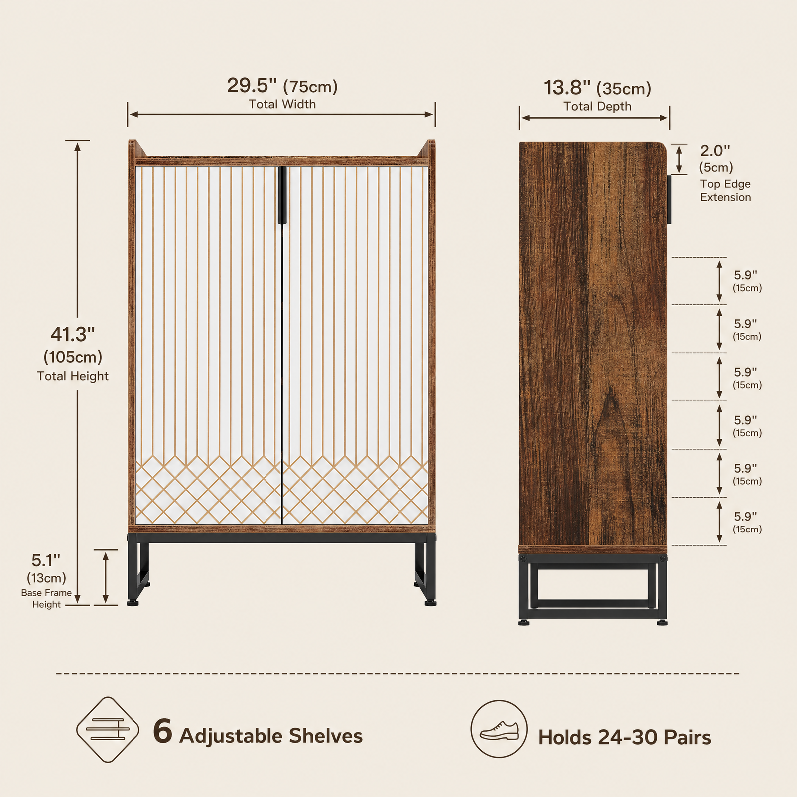 EMOOTTOO 41" Modern Industrial Shoe Storage Cabinet