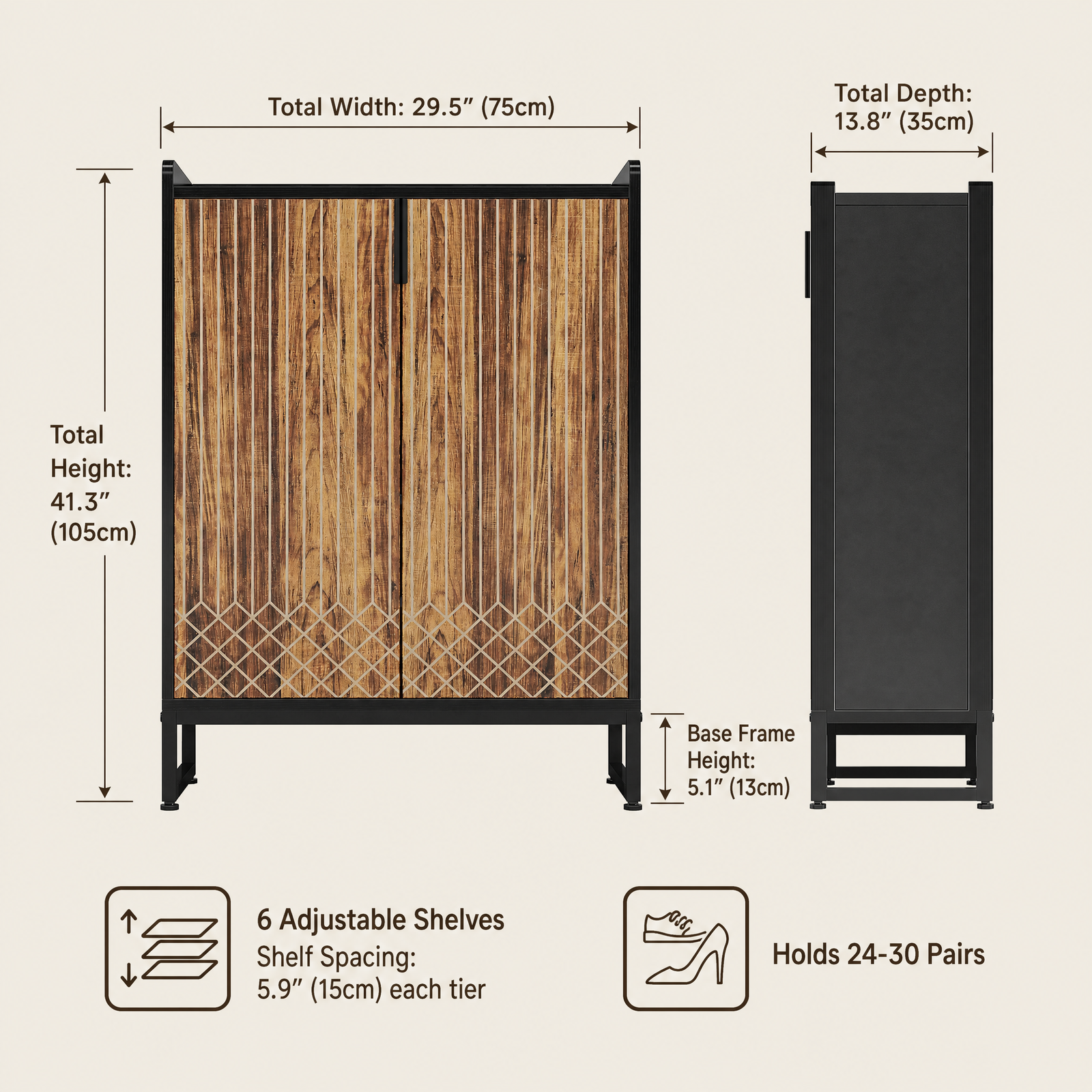 EMOOTTOO 6-Tier Shoe Cabinet with Doors