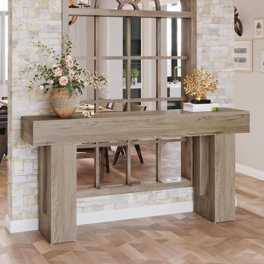 Farmhouse Console Table, 63-Inch Long Narrow Sofa Table Behind The Couch, Wooden Rectangular Entryway Table - product image 3