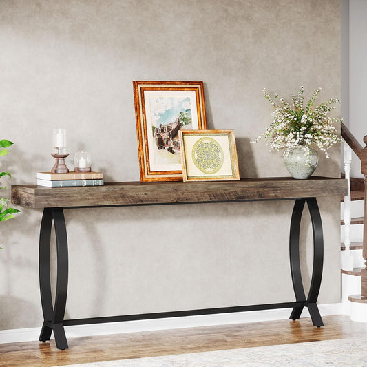 Emoottoo Console Table for Entryway: 70.87-Inch Narrow Long Entryway Entry Table, Farmhouse Sofa Table Behind Couch with Metal Legs for Entrance, Hallway, Living Room