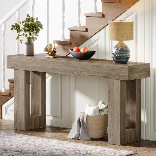Farmhouse Console Table, 63-Inch Long Narrow Sofa Table Behind The Couch, Wooden Rectangular Entryway Table - product image 4