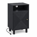 Black | EMOOTTOO 15.7" Nightstand with Charging Station & Storage - product view 3
