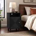 Black | EMOOTTOO 15.7" Nightstand with Charging Station & Storage - product view 5