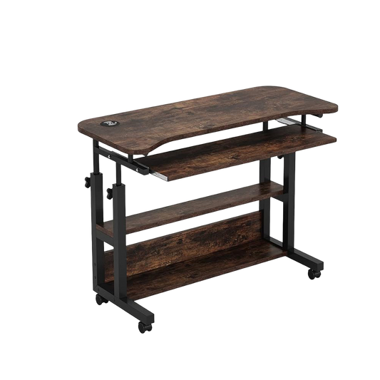 Portable Desk with Power Outlets, Height Adjustable Side Table Sofa Couch Bedside Laptop Computer Cart with USB Charging