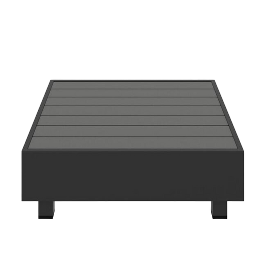 29" Modern Square Outdoor Coffee Table, All-Weather Aluminum Slatted Patio Side Table, Black - product image 2