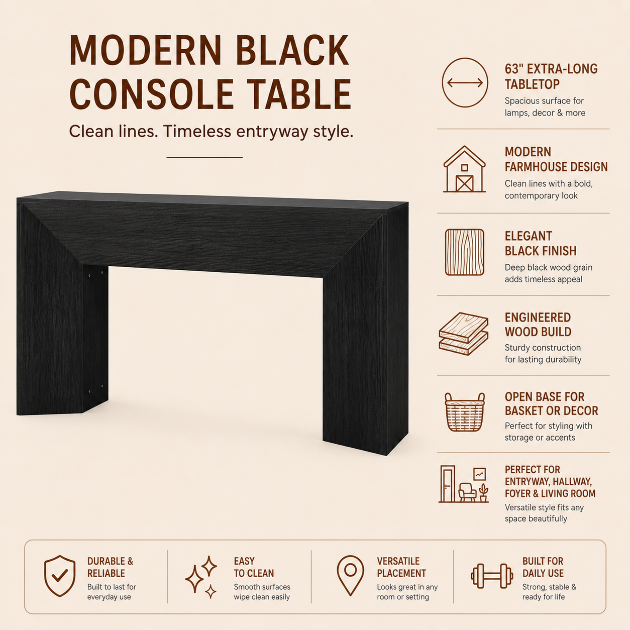 EMOOTTOO Console Table for Entryway